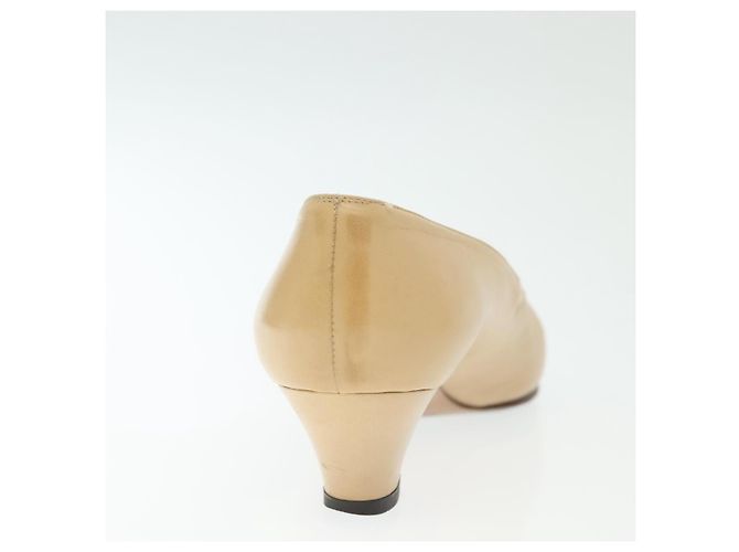 CHANEL Pumps Hohe Absätze Leder Beige CC Auth ti3387 - Ansicht 20
