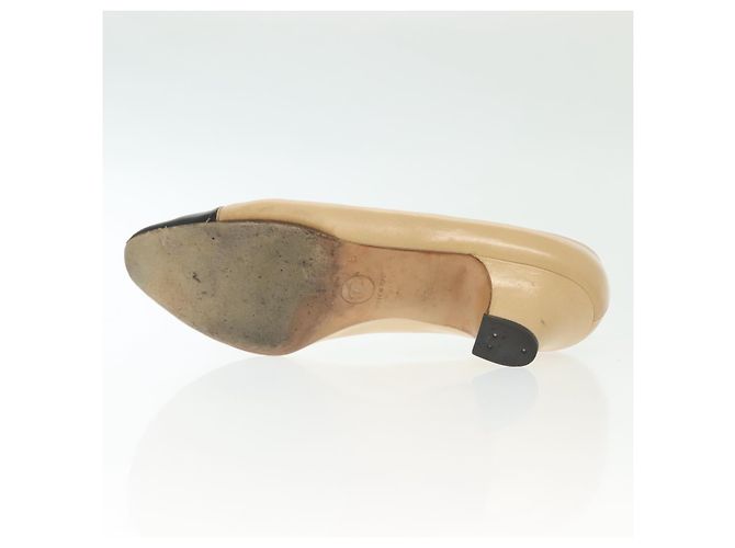 CHANEL Pumps Hohe Absätze Leder Beige CC Auth ti3387 - Ansicht 24