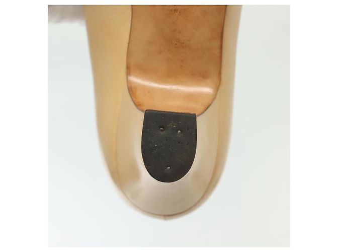 CHANEL Pumps Hohe Absätze Leder Beige CC Auth ti3387 - Ansicht 27