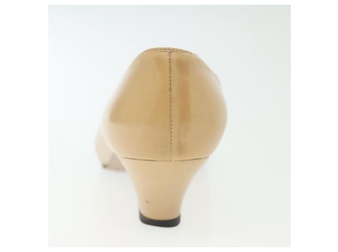 CHANEL Pumps Hohe Absätze Leder Beige CC Auth ti3387 - Ansicht 30