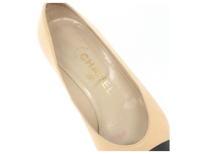 CHANEL Pumps Hohe Absätze Leder Beige CC Auth ti3387 - Ansicht 31