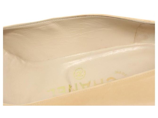 CHANEL Pumps Hohe Absätze Leder Beige CC Auth ti3387 - Ansicht 33