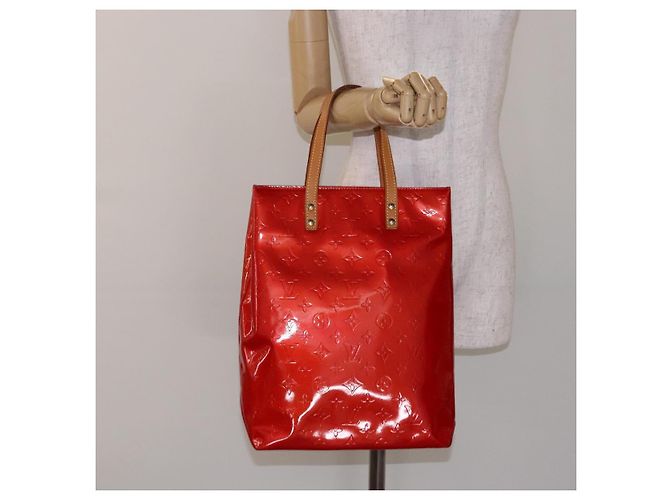 LOUIS VUITTON Monogram Vernis Reade MM Borsa a Mano Rossa M91086 LV Auth gh574 Rosso - vista 21