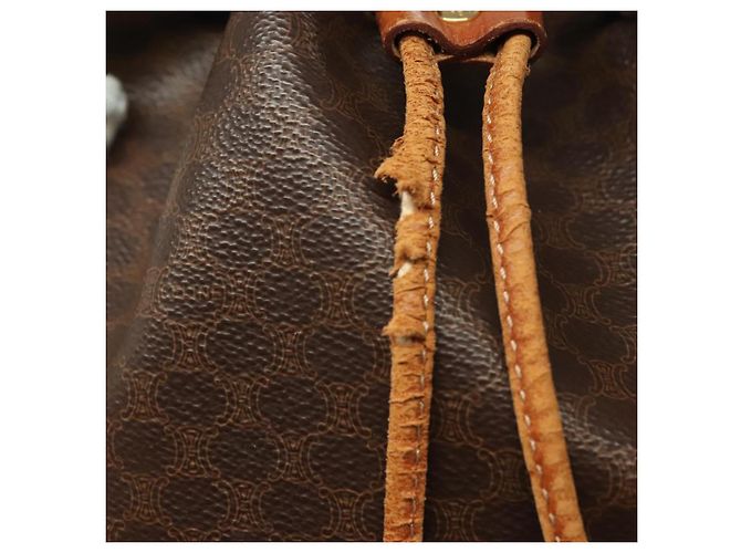 Céline CELINE Macadam Canvas Schultertasche aus PVC-Leder Braun Gold Auth 141339 Golden - Ansicht 10