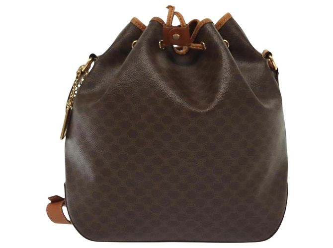 Céline CELINE Macadam Canvas Schultertasche aus PVC-Leder Braun Gold Auth 141339 Golden - Ansicht 13