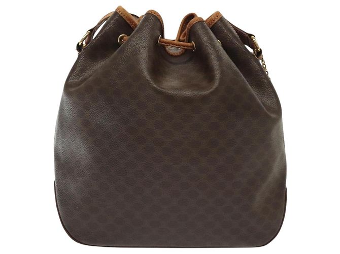 Céline CELINE Macadam Canvas Schultertasche aus PVC-Leder Braun Gold Auth 141339 Golden - Ansicht 2