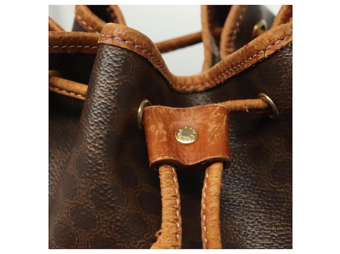 Céline CELINE Macadam Canvas Schultertasche aus PVC-Leder Braun Gold Auth 141339 Golden - Ansicht 9