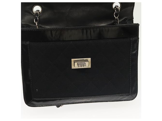 CHANEL Borsa a Spalla Matelassé in Tela e Pelle Nera Argento CC Auth bs28854 Nero - vista 19
