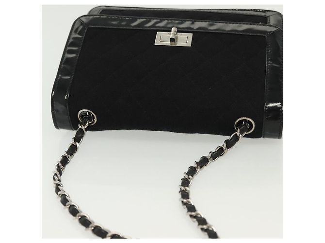 CHANEL Borsa a Spalla Matelassé in Tela e Pelle Nera Argento CC Auth bs28854 Nero - vista 7