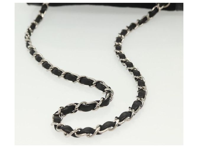 CHANEL Borsa a Spalla Matelassé in Tela e Pelle Nera Argento CC Auth bs28854 Nero - vista 8