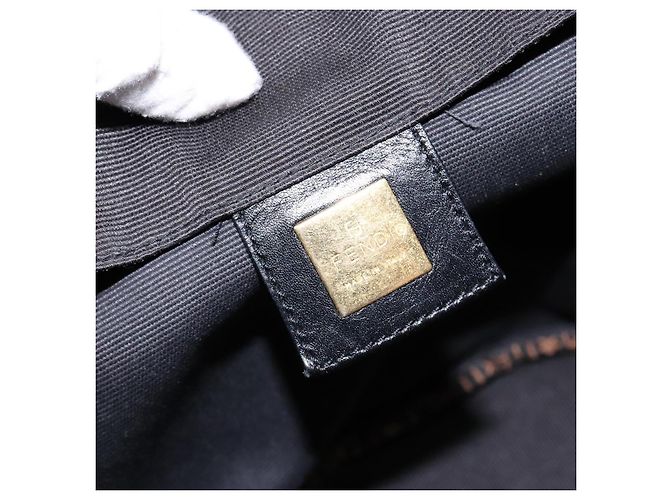 Borsa a mano FENDI in tela nera marrone oro Auth bs28908 Nero D'oro - vista 10