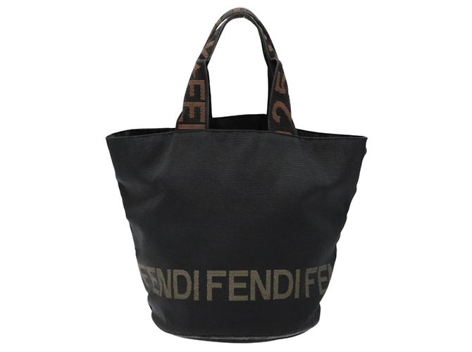 Borsa a mano FENDI in tela nera marrone oro Auth bs28908 Nero D'oro - vista 13