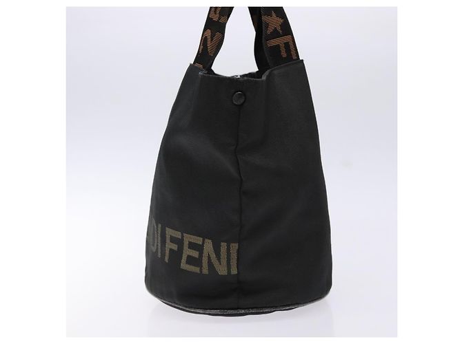 Borsa a mano FENDI in tela nera marrone oro Auth bs28908 Nero D'oro - vista 3