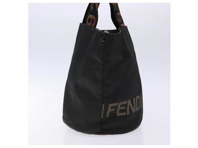 Borsa a mano FENDI in tela nera marrone oro Auth bs28908 Nero D'oro - vista 4