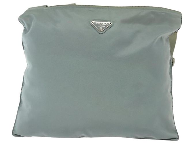 PRADA Schultertasche aus Nylon Hellblau Silber Authentisch ep10502 - Ansicht 13
