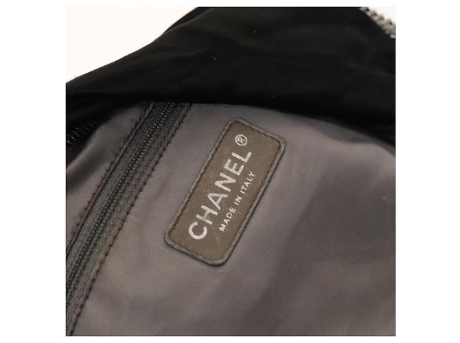 Borsa a spalla in raso nero e argento CC Auth 138568 con catena 2.55 e nastro CHANEL - vista 20