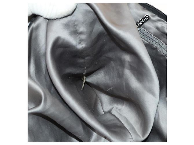 Borsa a spalla in raso nero e argento CC Auth 138568 con catena 2.55 e nastro CHANEL - vista 22