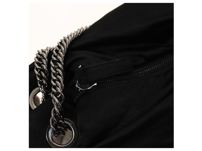 Borsa a spalla in raso nero e argento CC Auth 138568 con catena 2.55 e nastro CHANEL - vista 9