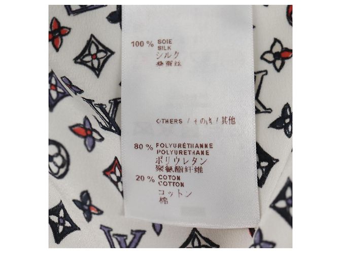 LOUIS VUITTON Bluse Seide Weiß LV Auth 137476M - Ansicht 14