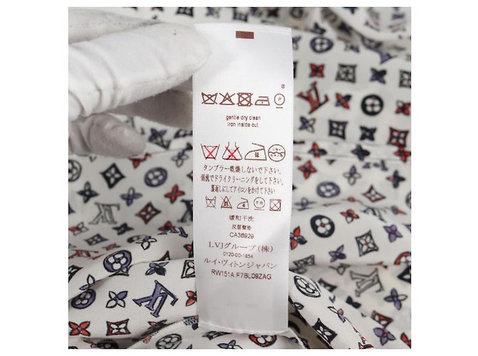 LOUIS VUITTON Bluse Seide Weiß LV Auth 137476M - Ansicht 15