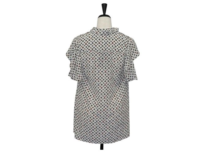 LOUIS VUITTON Bluse Seide Weiß LV Auth 137476M - Ansicht 2