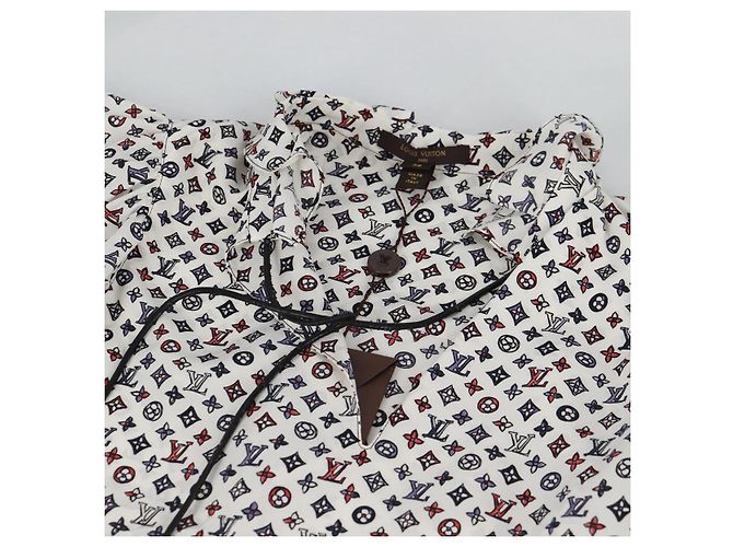 LOUIS VUITTON Bluse Seide Weiß LV Auth 137476M - Ansicht 5