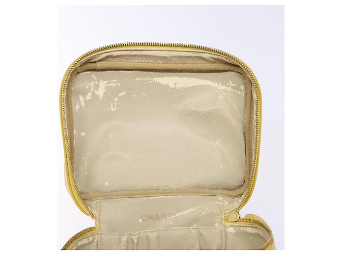 Pochette Vanity CHANEL COCO Mark in Pelle Caviar Oro Giallo CC Auth fm4842 D'oro - vista 10