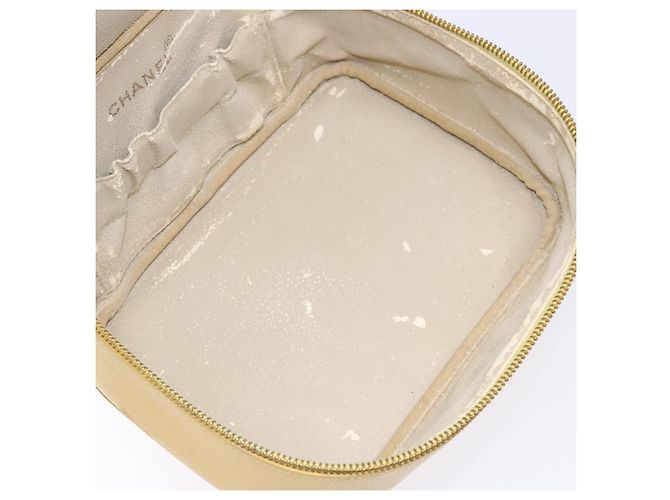Pochette Vanity CHANEL COCO Mark in Pelle Caviar Oro Giallo CC Auth fm4842 D'oro - vista 11