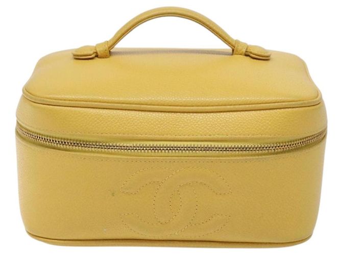 Pochette Vanity CHANEL COCO Mark in Pelle Caviar Oro Giallo CC Auth fm4842 D'oro - vista 13