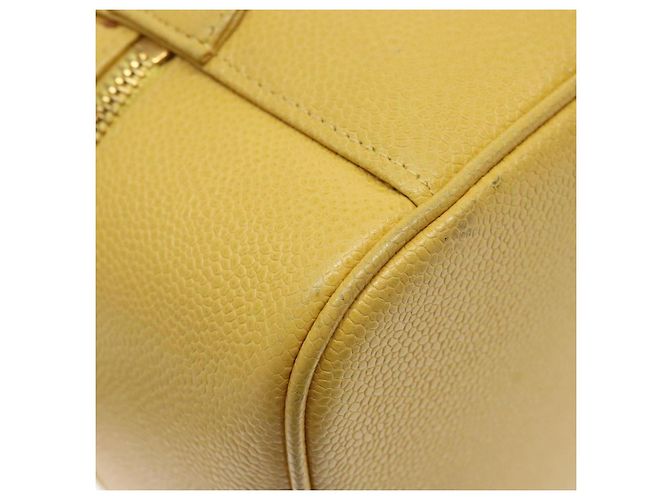 Pochette Vanity CHANEL COCO Mark in Pelle Caviar Oro Giallo CC Auth fm4842 D'oro - vista 17