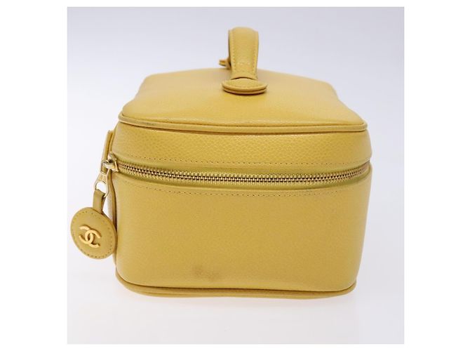 Pochette Vanity CHANEL COCO Mark in Pelle Caviar Oro Giallo CC Auth fm4842 D'oro - vista 3