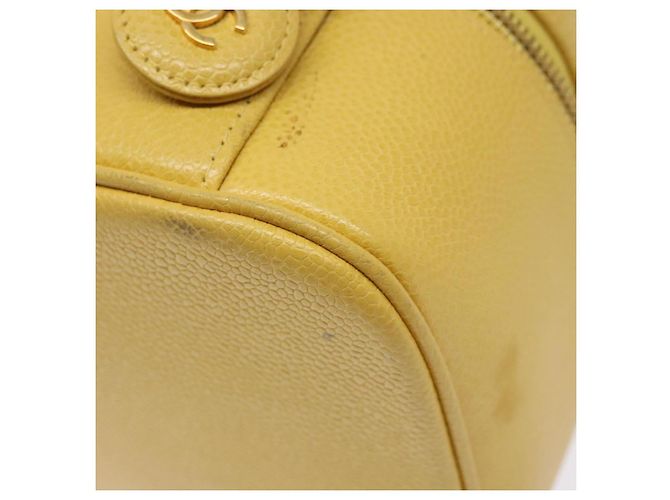 Pochette Vanity CHANEL COCO Mark in Pelle Caviar Oro Giallo CC Auth fm4842 D'oro - vista 8