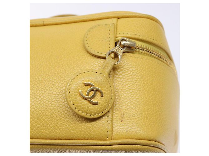 Pochette Vanity CHANEL COCO Mark in Pelle Caviar Oro Giallo CC Auth fm4842 D'oro - vista 9