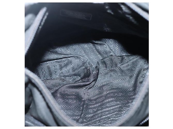 Bolsa de Ombro PRADA Nylon Preto Prata Autêntica yk19309 - vista 11