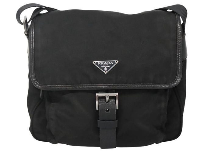 Bolsa de Ombro PRADA Nylon Preto Prata Autêntica yk19309 - vista 13