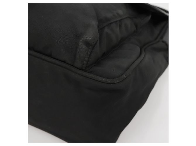 Bolsa de Ombro PRADA Nylon Preto Prata Autêntica yk19309 - vista 14
