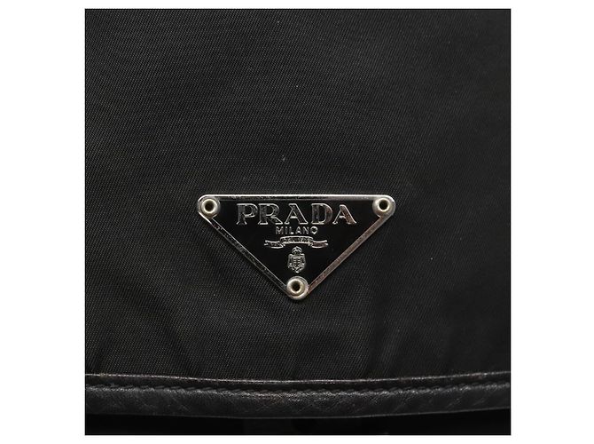 Bolsa de Ombro PRADA Nylon Preto Prata Autêntica yk19309 - vista 17
