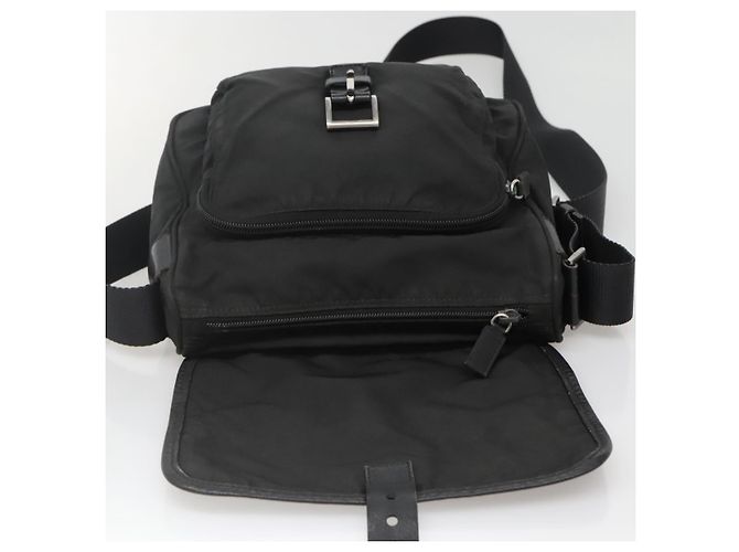 Bolsa de Ombro PRADA Nylon Preto Prata Autêntica yk19309 - vista 18
