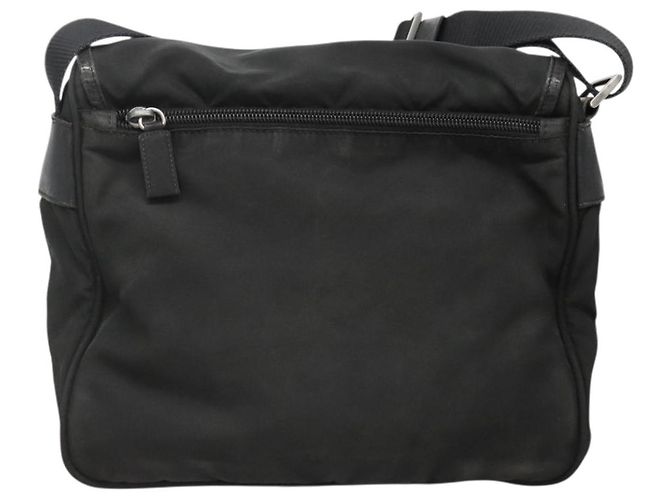 Bolsa de Ombro PRADA Nylon Preto Prata Autêntica yk19309 - vista 2