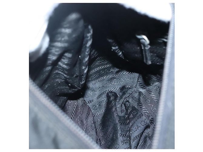 Bolsa de Ombro PRADA Nylon Preto Prata Autêntica yk19309 - vista 21