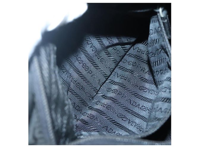 Bolsa de Ombro PRADA Nylon Preto Prata Autêntica yk19309 - vista 22