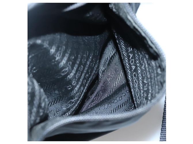 Bolsa de Ombro PRADA Nylon Preto Prata Autêntica yk19309 - vista 24