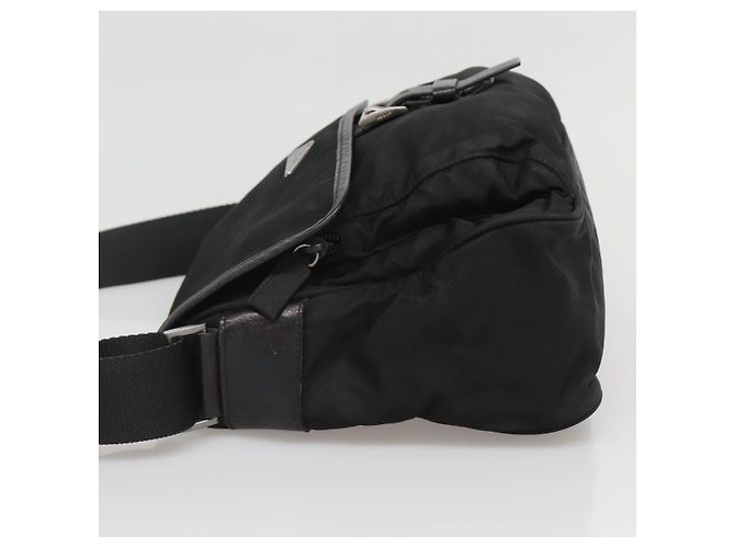 Bolsa de Ombro PRADA Nylon Preto Prata Autêntica yk19309 - vista 3