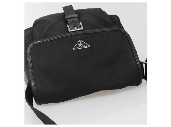 Bolsa de Ombro PRADA Nylon Preto Prata Autêntica yk19309 - vista 6