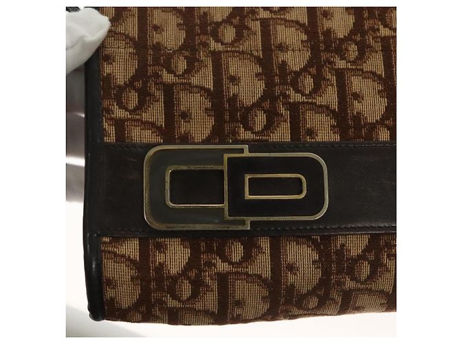 Borsa a Spalla in Tela Trotter Christian Dior Marrone Oro Auth ep10263 D'oro - vista 17