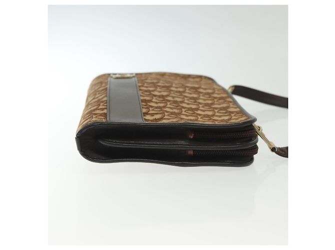 Borsa a Spalla in Tela Trotter Christian Dior Marrone Oro Auth ep10263 D'oro - vista 3
