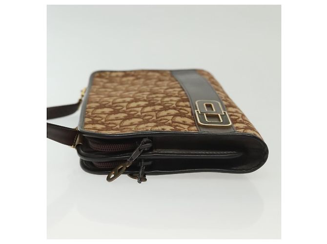 Borsa a Spalla in Tela Trotter Christian Dior Marrone Oro Auth ep10263 D'oro - vista 4