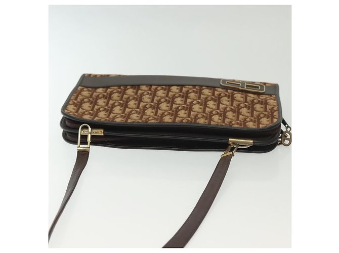 Borsa a Spalla in Tela Trotter Christian Dior Marrone Oro Auth ep10263 D'oro - vista 6
