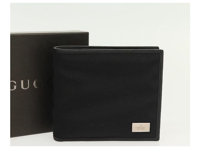 GUCCI Bifold Wallet Nylon Leather Black Silver Auth am8934 Silvery - view 12