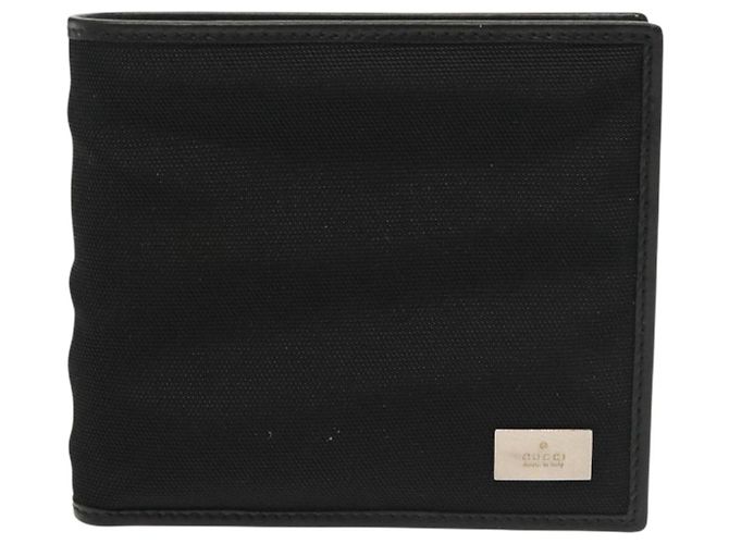 GUCCI Bifold Wallet Nylon Leather Black Silver Auth am8934 Silvery - view 13